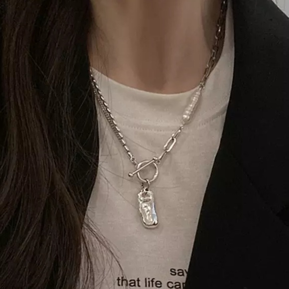 NEW 925 STERLING SILVER IRREGULAR PEAR NECKLACE, NICE NECKLACE, CUTE NECKLACE - Picture 3 of 6